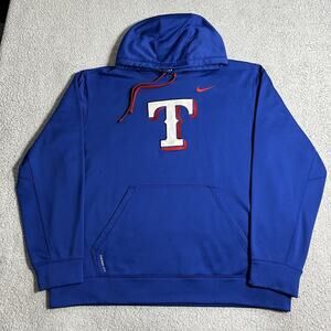 Texas Rangers Hoodie Mens XL Blue Nike Therma-Fit Sweatshirt Baseball MLB